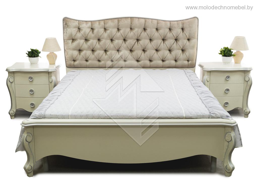 Кровать Луиза MM-227-02/16Б-1 - Белая эмаль с патиной Кровать Луиза MM-227-02/16Б-1 - Белая эмаль с патиной