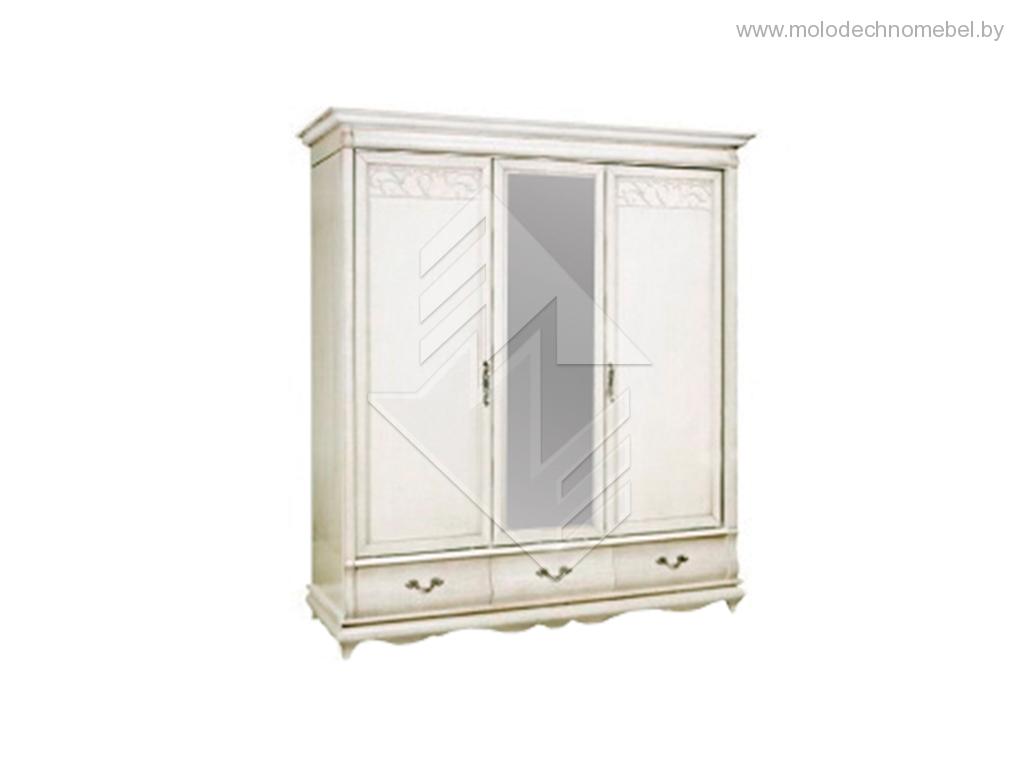 Шкаф для одежды Оскар ММ-216-01/03 - Белая эмаль с патиной Шкаф для одежды Оскар ММ-216-01/03 - Белая эмаль с патиной