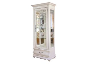 Шкаф с витриной Оскар ММ-210-01/01 - Белая эмаль с патиной