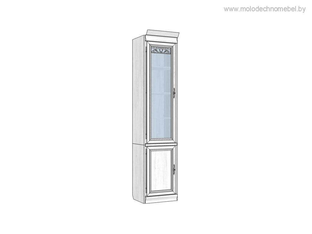 Шкаф для библиотеки Оскар ММ-218-111 - Белая эмаль с патиной Шкаф для библиотеки Оскар ММ-218-111 - Белая эмаль с патиной