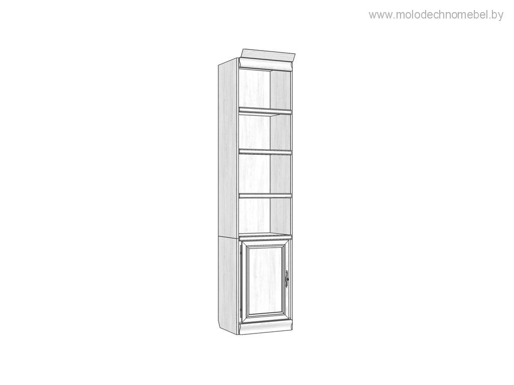 Шкаф для библиотеки Оскар ММ-218-131 - Белая эмаль с патиной Шкаф для библиотеки Оскар ММ-218-131 - Белая эмаль с патиной