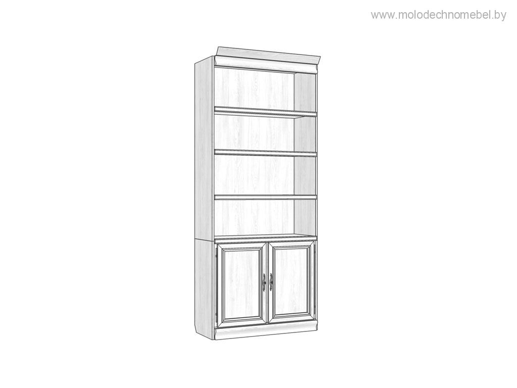 Шкаф для библиотеки Оскар ММ-218-330 - Белая эмаль с патиной Шкаф для библиотеки Оскар ММ-218-330 - Белая эмаль с патиной