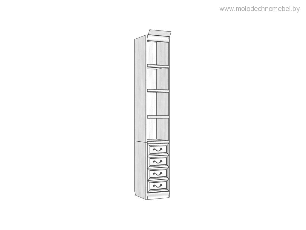 Шкаф для библиотеки Оскар ММ-218-440 - Белая эмаль с патиной Шкаф для библиотеки Оскар ММ-218-440 - Белая эмаль с патиной
