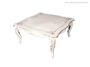 Стол журнальный "Луи" ММ-240-04 (бел.эмаль+золото) 1000*500*1000