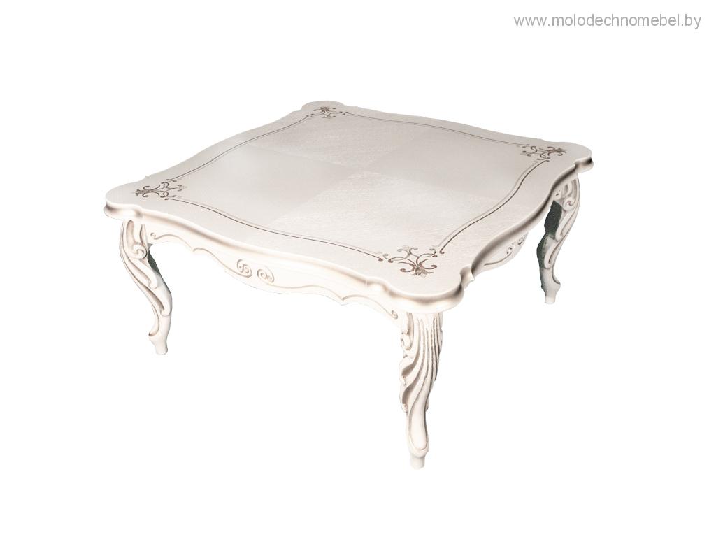 MM-240-04-BEPZ Стол журнальный "Луи" ММ-240-04 (бел.эмаль+золото) 1000*500*1000